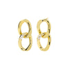 Gold CZ Baguette Accented Double Link Drop Stud Earring - Adina Eden's Jewels