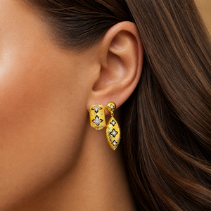 Vintage Inspired Two Tone Drop Fancy Earring