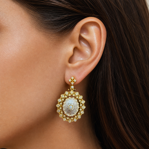 Two Tone Fancy Oval Drop Earring