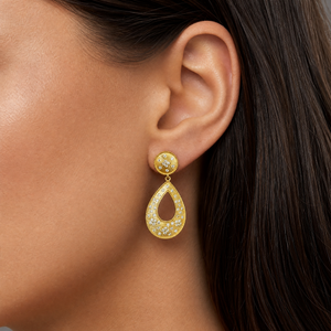 Golden Open Pear Drop Earring