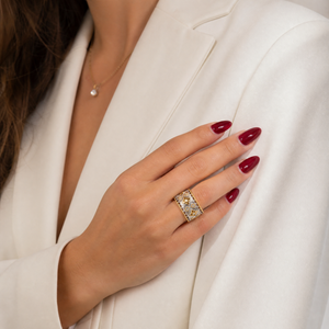 Vintage Inspired Two Tone Wide Band Ring