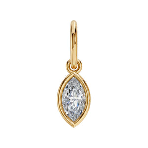 Lab Grown Diamond Marquise Bezel Dangling Charm 14K