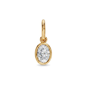 14K Gold / 0.5CT Lab Grown Diamond Oval Bezel Dangling Charm14K - Adina Eden's Jewels