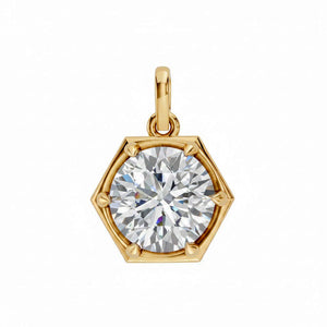 14K Gold / 2CT Lab Grown Diamond Round Encased Charm 14K - Adina Eden's Jewels