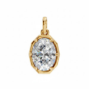 14K Gold / 2CT Lab Grown Diamond Oval Encased Charm 14K - Adina Eden's Jewels