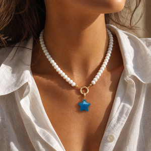 White Beaded Clicker Necklace
