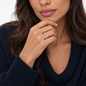 Lab Grown Diamond Round/Pear Wrap Ring - Adina Eden's Jewels