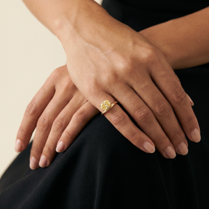 Yellow Quartz Solitaire Pinky Ring - Adina Eden's Jewels