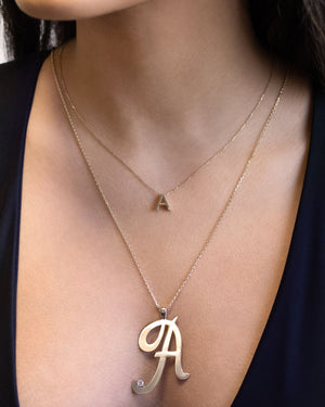  Large Initial Necklace 14K - Adina Eden's Jewels