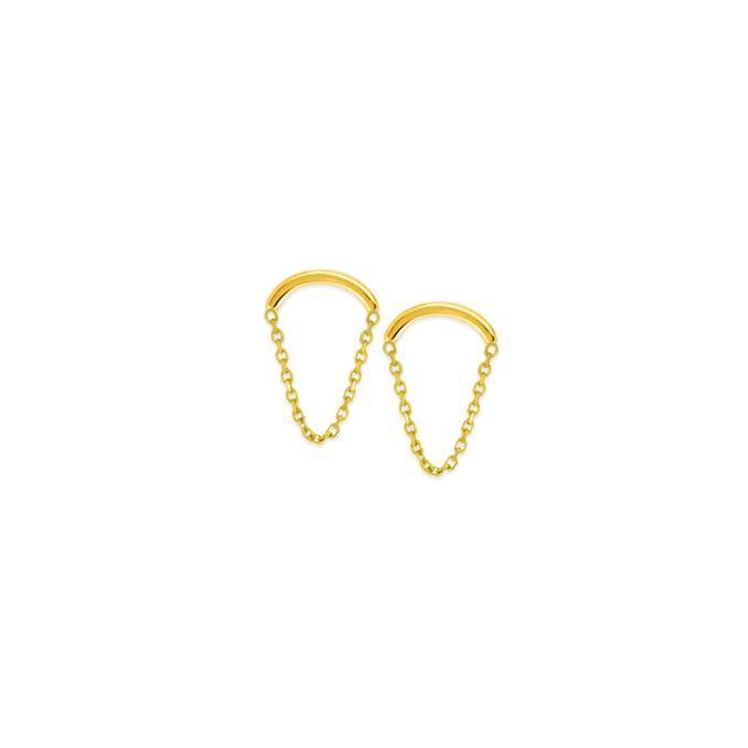 14K Gold Mini Chain Stud Earring 14K - Adina Eden's Jewels