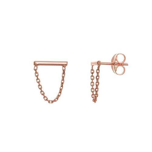 14K Rose Gold Mini Bar Studs Earring 14K - Adina Eden's Jewels