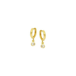 14K Gold Bezel Huggie Earring 14K - Adina Eden's Jewels