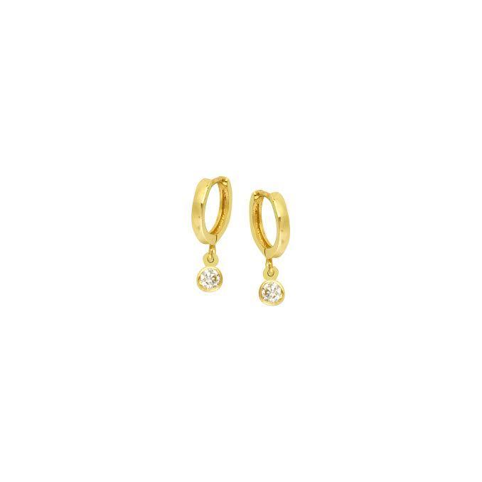 14K Gold Bezel Huggie Earring 14K - Adina Eden's Jewels