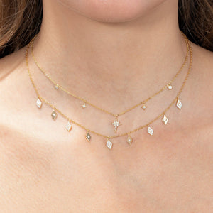  Pavé Dangling Diamond Charms Necklace - Adina Eden's Jewels