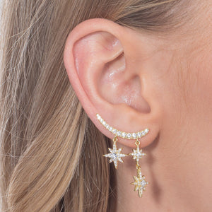  CZ Starburst Ear Climber - Adina Eden's Jewels