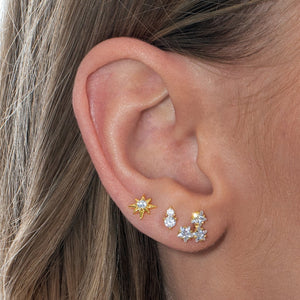  CZ Mini Double Stone Stud Earring - Adina Eden's Jewels