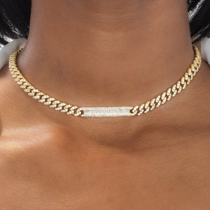  Pavé Cuban Chain ID Bar Necklace - Adina Eden's Jewels