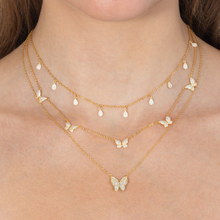  Pavé 5 Butterfly Necklace - Adina Eden's Jewels