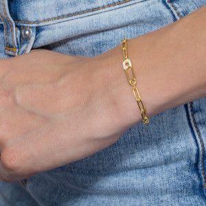  Pavé Safety Pin Link Bracelet - Adina Eden's Jewels