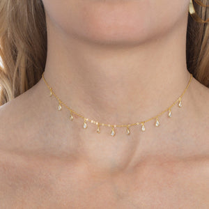  CZ Teardrop Dangle Choker - Adina Eden's Jewels