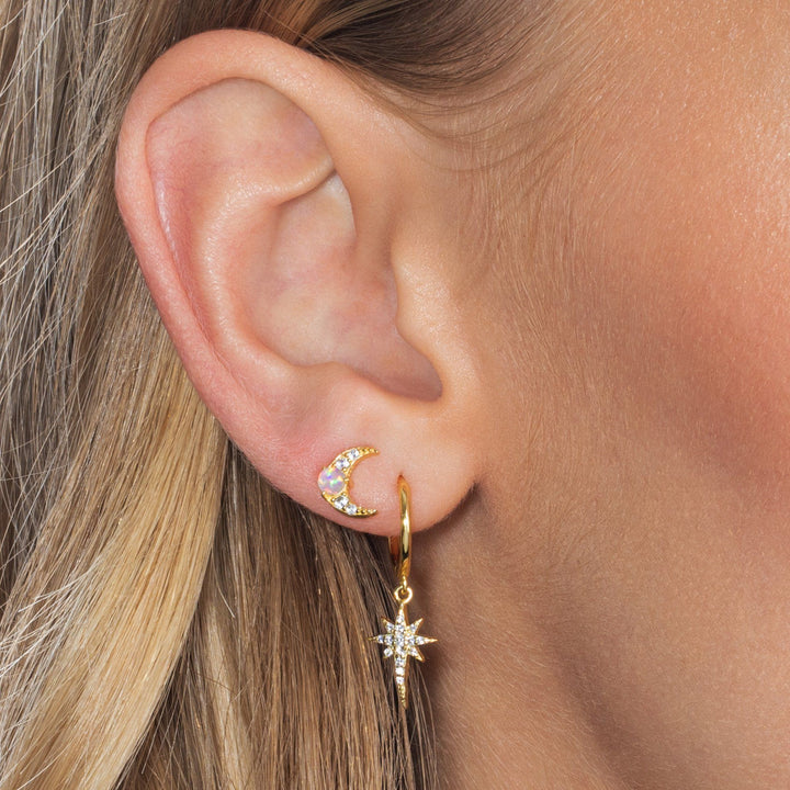  CZ Opal Star & Moon Earring Combo Set - Adina Eden's Jewels