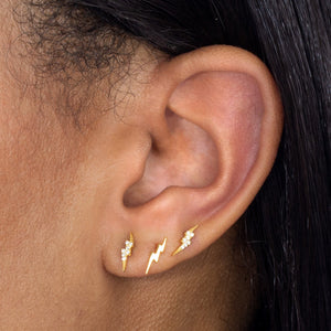  CZ/Solid Lightning Stud Earring Combo Set - Adina Eden's Jewels