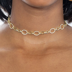  Pavé/Solid Multi Oval Link Choker - Adina Eden's Jewels