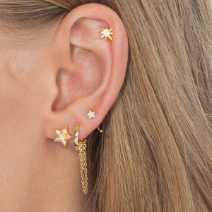  Mini Solid Star Threader Hoop Earring 14K - Adina Eden's Jewels