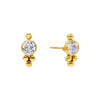 14K Gold / Pair Beaded X CZ Stud Earring 14K - Adina Eden's Jewels