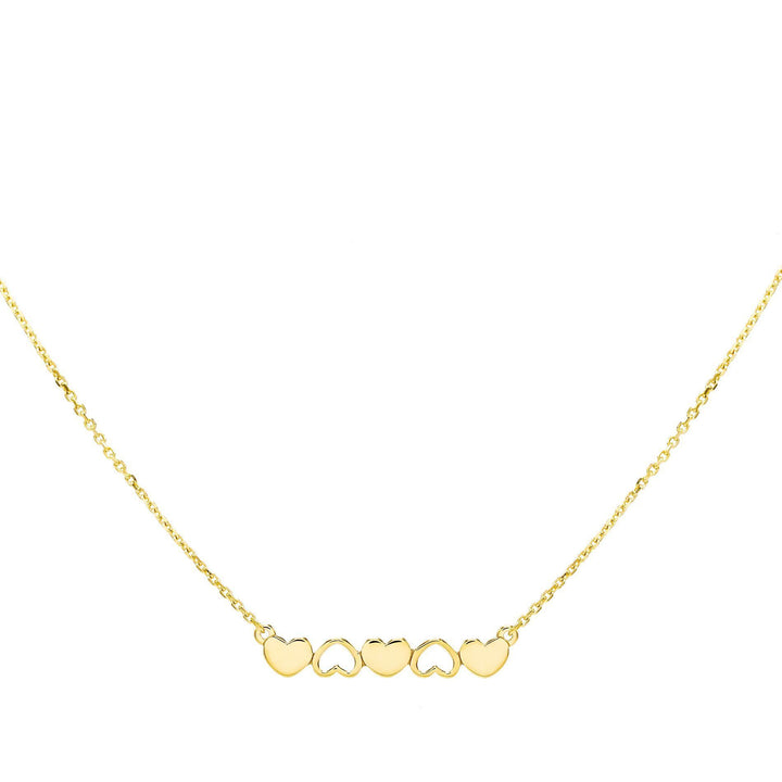 14K Gold Heart Row Necklace 14K - Adina Eden's Jewels