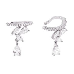 Silver / Right Teardrop Charm Ear Cuff - Adina Eden's Jewels