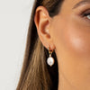  Colored CZ Bezel Pearl Drop Huggie Earring - Adina Eden's Jewels