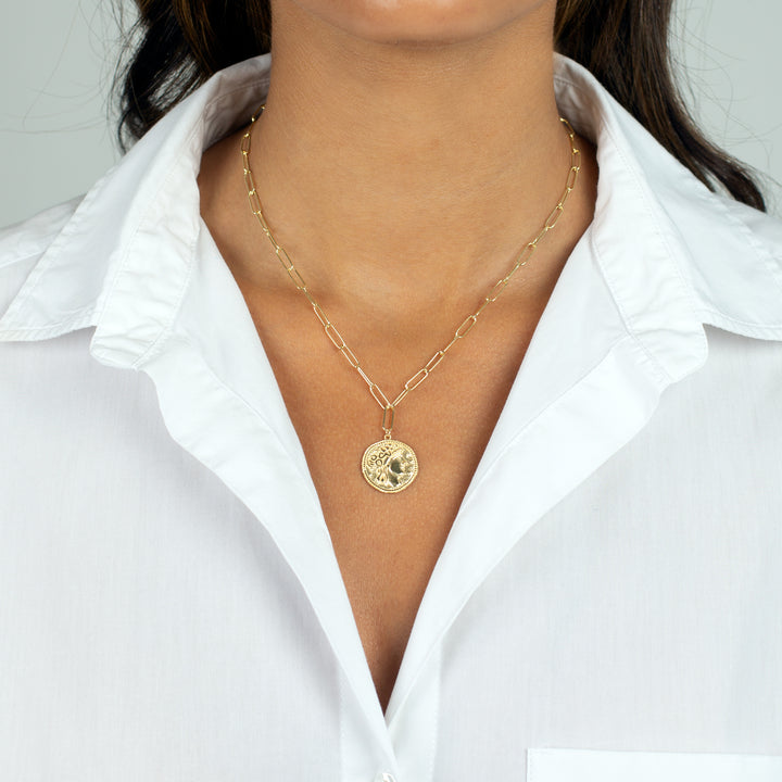  Paperclip Medallion Lariat - Adina Eden's Jewels