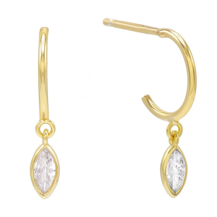 Gold CZ Drop Stud Earring - Adina Eden's Jewels
