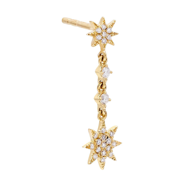 14K Gold / Single Diamond Starburst Dangle Stud Earring 14K - Adina Eden's Jewels