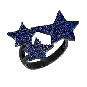 Sapphire Blue Pavé Star Ring - Adina Eden's Jewels