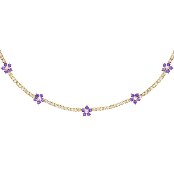 Amethyst Purple Pastel Flower Tennis Choker - Adina Eden's Jewels