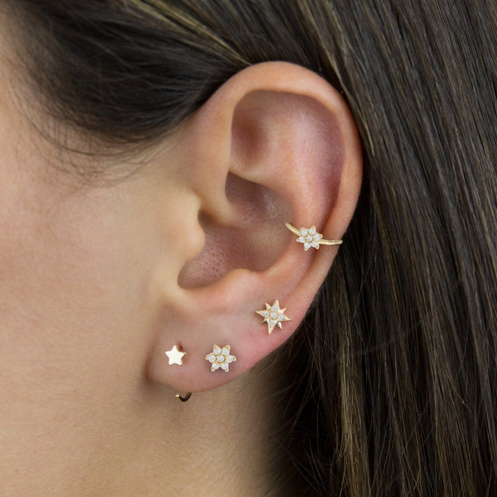  CZ Stone Flower Stud Earring 14K - Adina Eden's Jewels