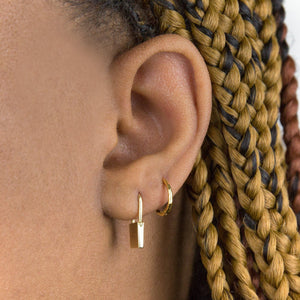  Engravable Lock Huggie Earring - Adina Eden's Jewels