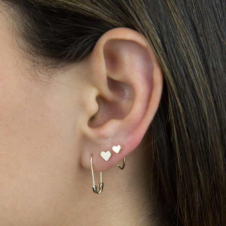  Mini Solid Heart Threader Hoop Earring 14K - Adina Eden's Jewels
