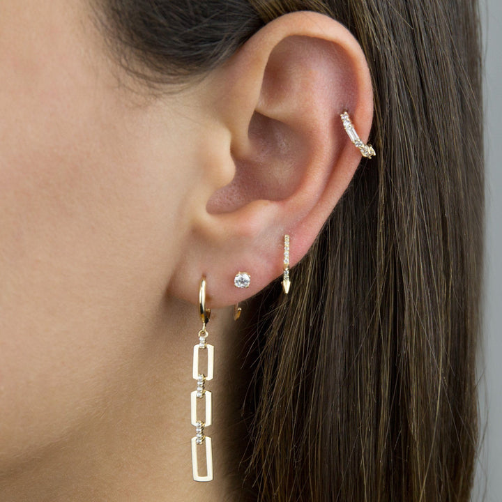  Solitaire CZ Threader Hoop Earring 14K - Adina Eden's Jewels