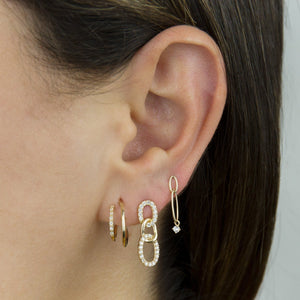  CZ Pavé Link Drop Stud Earring 14K - Adina Eden's Jewels