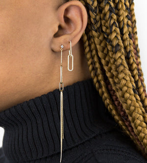  Pavé Oval Link Drop Stud Earring - Adina Eden's Jewels