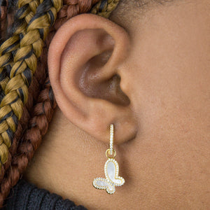  Mother of Pearl Butterfly Huggie Earring - Adina Eden's Jewels