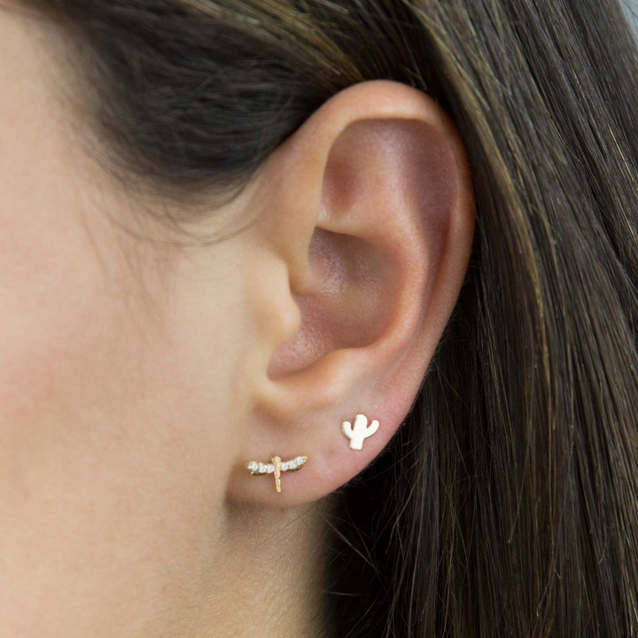  CZ Dragonfly Threaded Stud Earring 14K - Adina Eden's Jewels