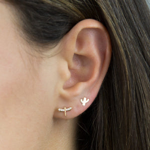  Mini Solid Cactus Stud Earring 14K - Adina Eden's Jewels