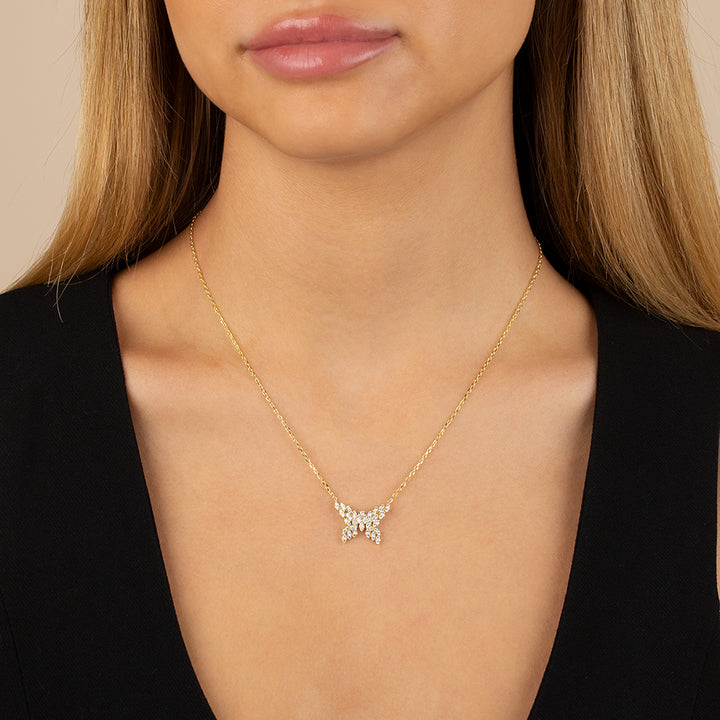  CZ Scattered Marquise Butterfly Necklace - Adina Eden's Jewels