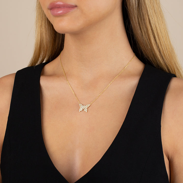  CZ Scattered Marquise Butterfly Necklace - Adina Eden's Jewels