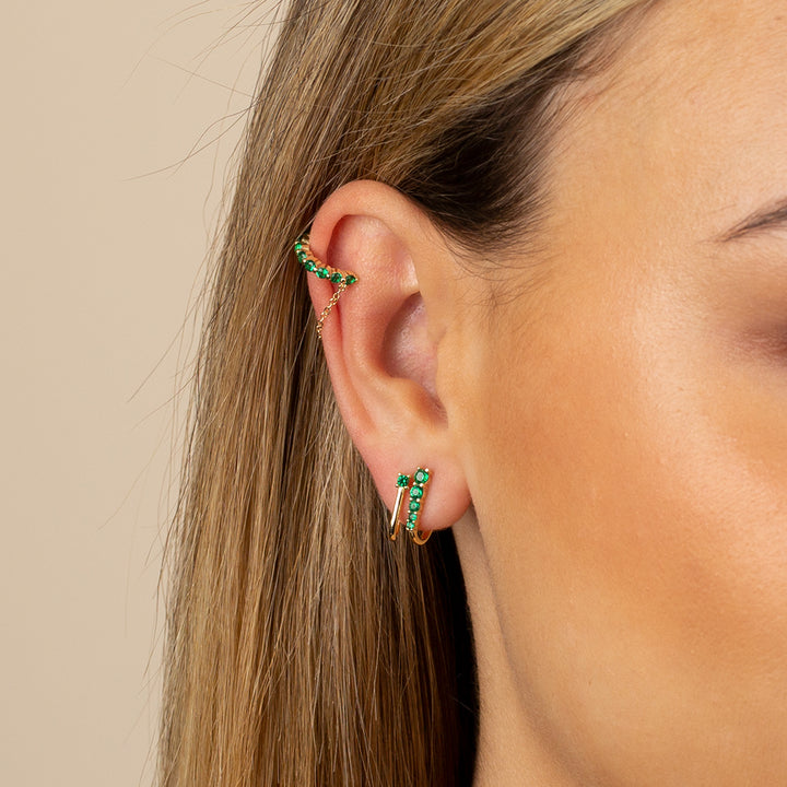  Colored Double CZ Stud Earring - Adina Eden's Jewels