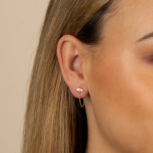  Colored Evil Eye Front Back Chain Stud Earring - Adina Eden's Jewels